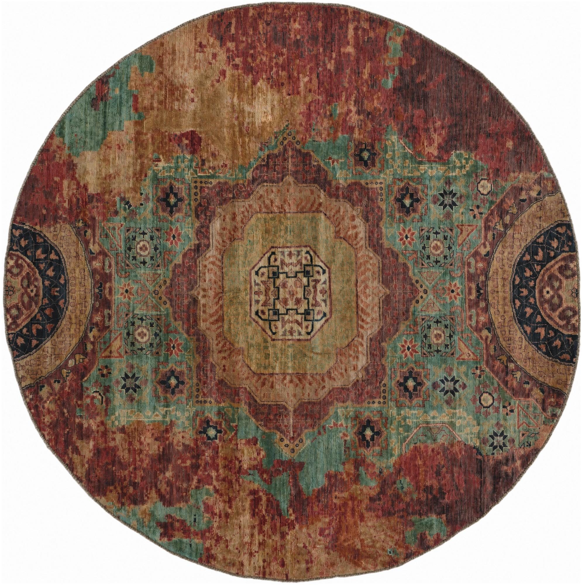 8' x 8' 2 Hand Knotted Mamluk Ziegler Round Rug