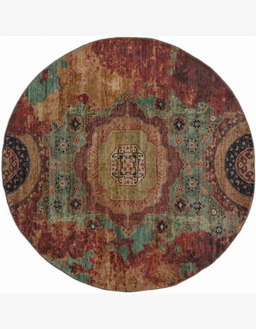 8' x 8' 2 Hand Knotted Mamluk Ziegler Round Rug