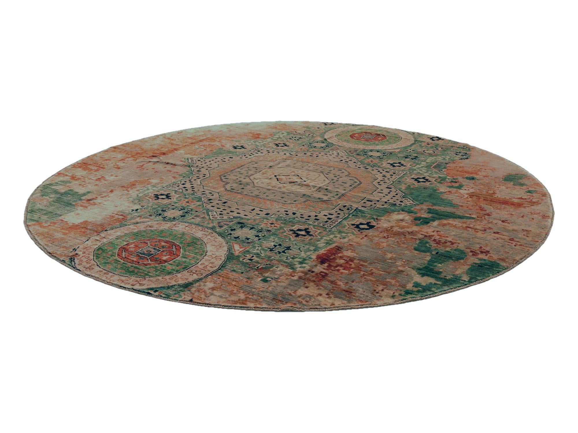 9' 8 x 9' 8 Hand Knotted Mamluk Ziegler Round Rug