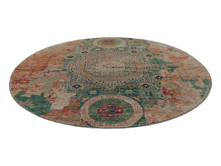 Detail image of 9' 8 x 9' 8 Hand Knotted Mamluk Ziegler Round Rug