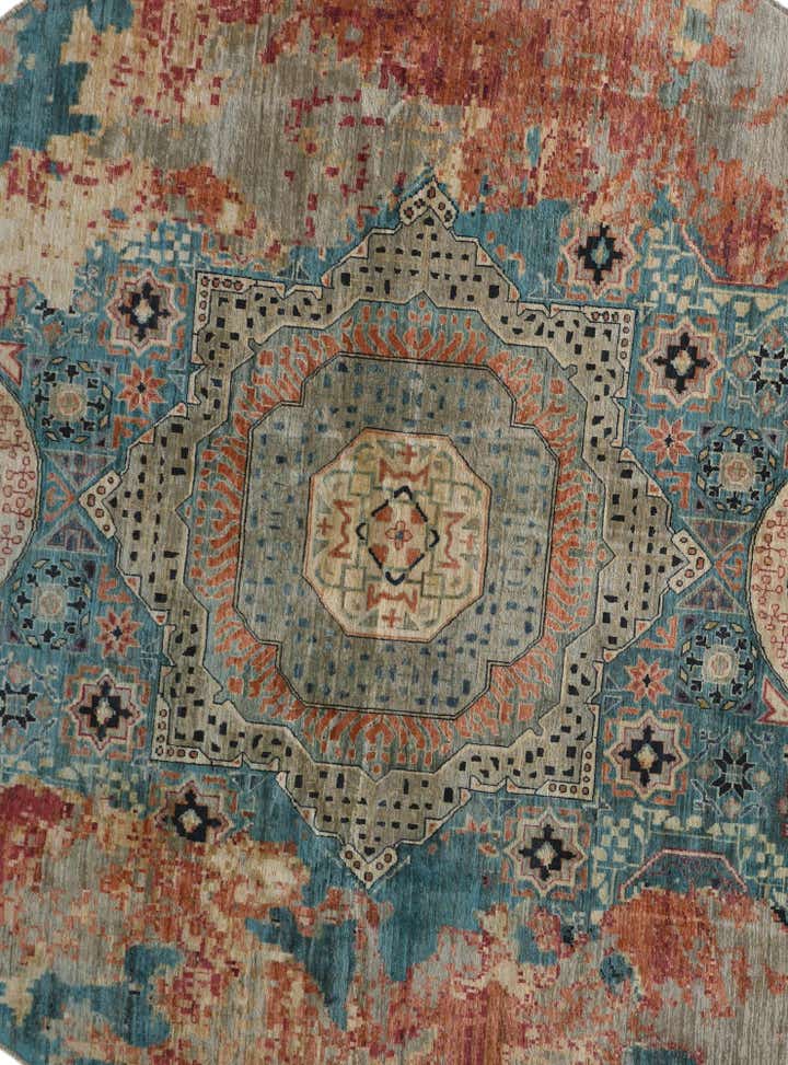 9' 8 x 9' 8 Hand Knotted Mamluk Ziegler Round Rug