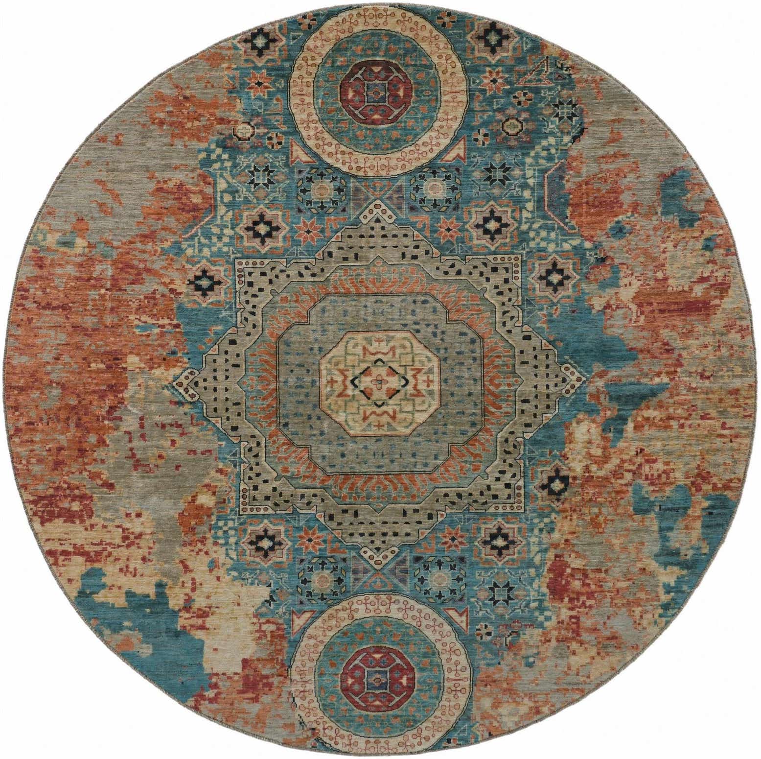 9' 8 x 9' 8 Hand Knotted Mamluk Ziegler Round Rug