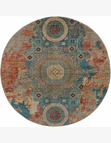 9' 8 x 9' 8 Hand Knotted Mamluk Ziegler Round Rug