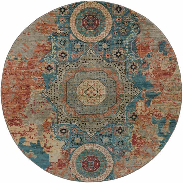 9' 8 x 9' 8 Hand Knotted Mamluk Ziegler Round Rug
