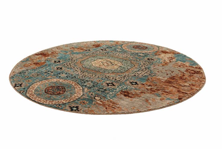Detail image of 8' 1 x 8' 1 Hand Knotted Mamluk Ziegler Round Rug