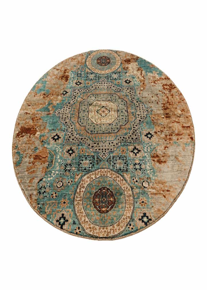 8' 1 x 8' 1 Hand Knotted Mamluk Ziegler Round Rug