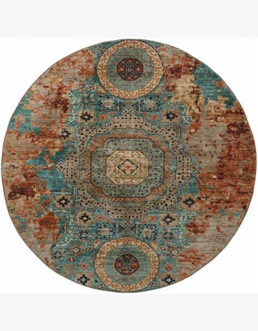 8' 1 x 8' 1 Hand Knotted Mamluk Ziegler Round Rug