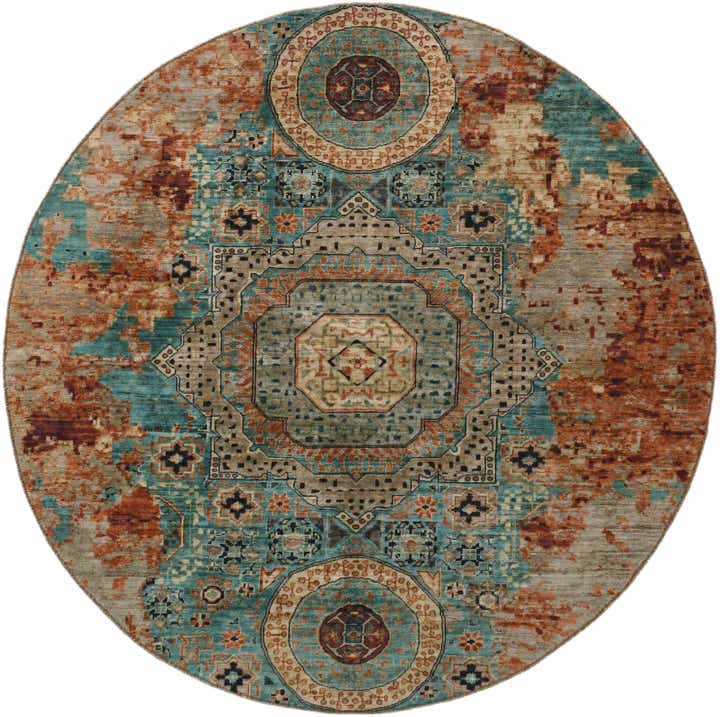 8' 1 x 8' 1 Hand Knotted Mamluk Ziegler Round Rug