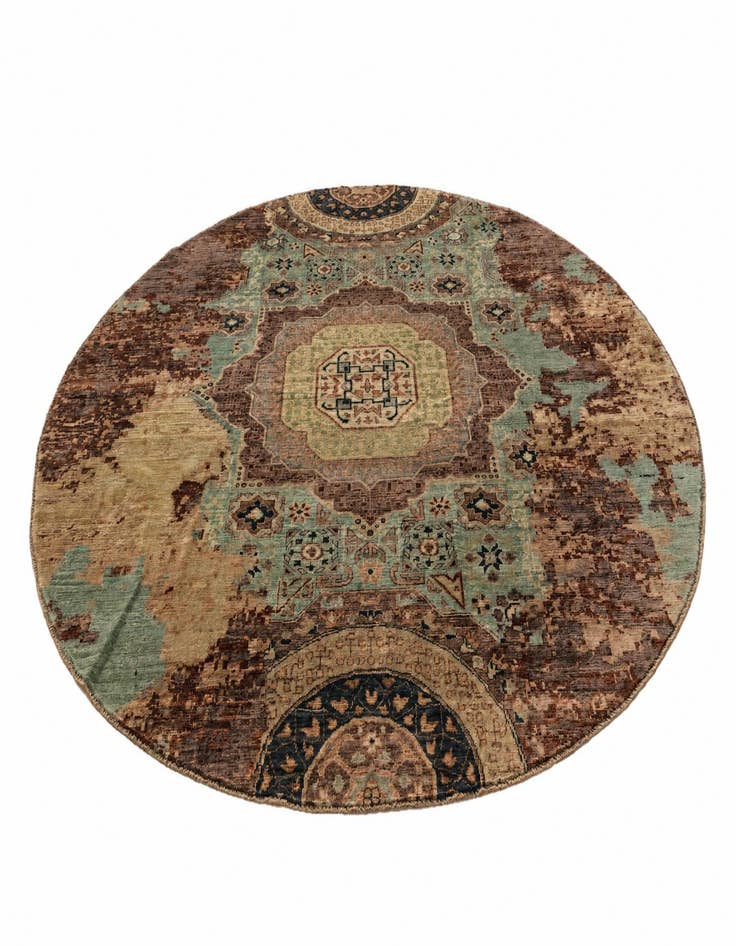 Detail image of 8' 1 x 8' 2 Hand Knotted Mamluk Ziegler Round Rug