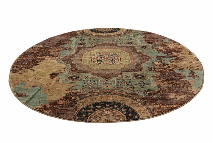 Detail image of 8' 1 x 8' 2 Hand Knotted Mamluk Ziegler Round Rug