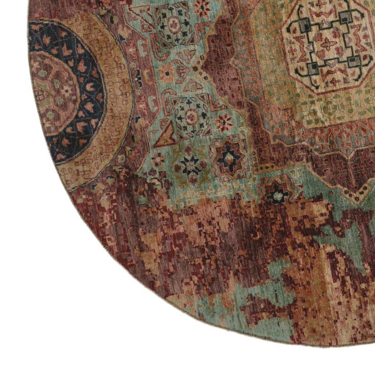 Detail image of 8' 1 x 8' 2 Hand Knotted Mamluk Ziegler Round Rug