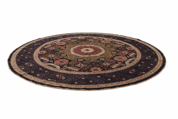 8' x 8' Hand Knotted Mamluk Ziegler Round Rug