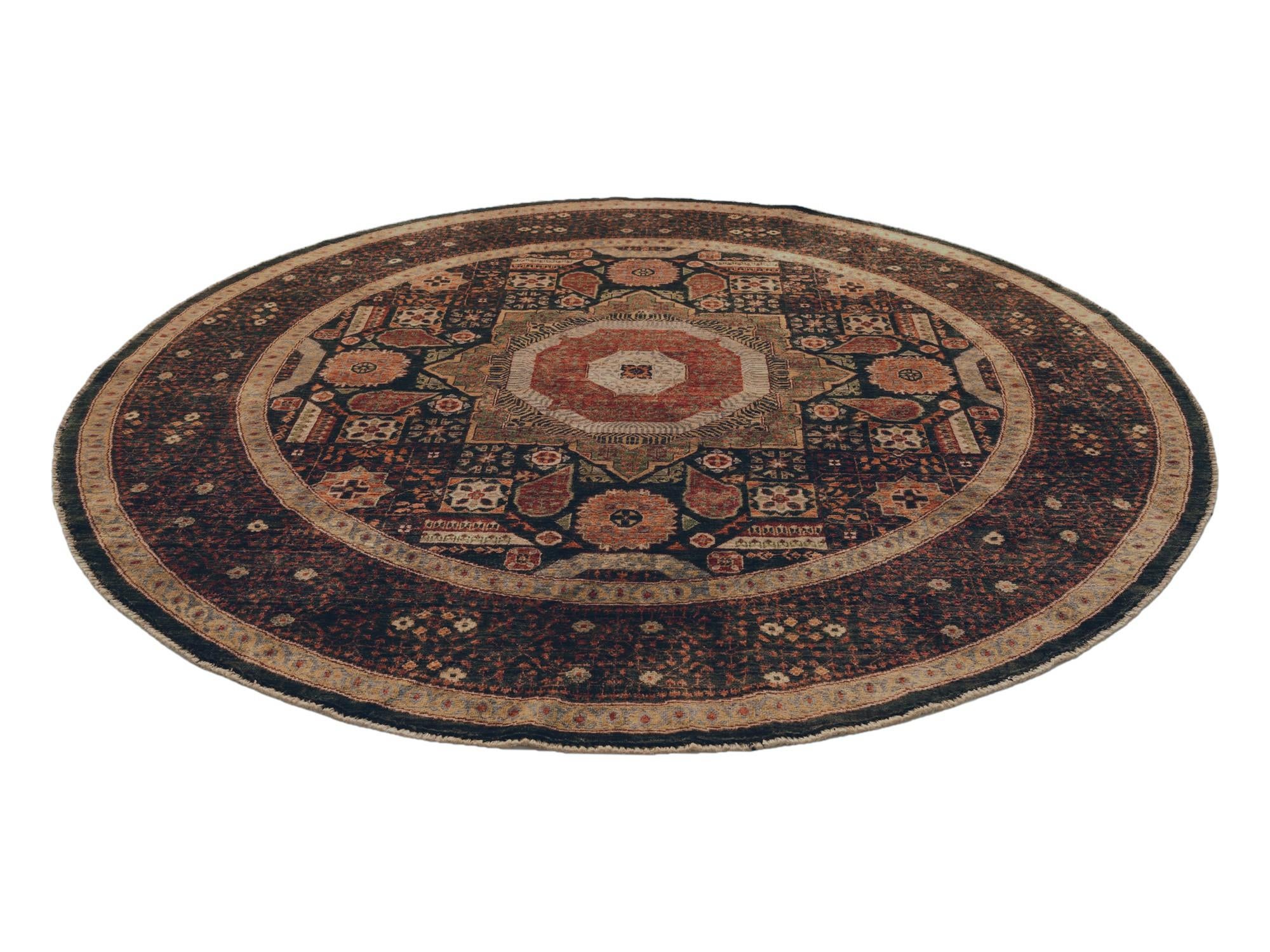 8' x 8' Hand Knotted Mamluk Ziegler Round Rug