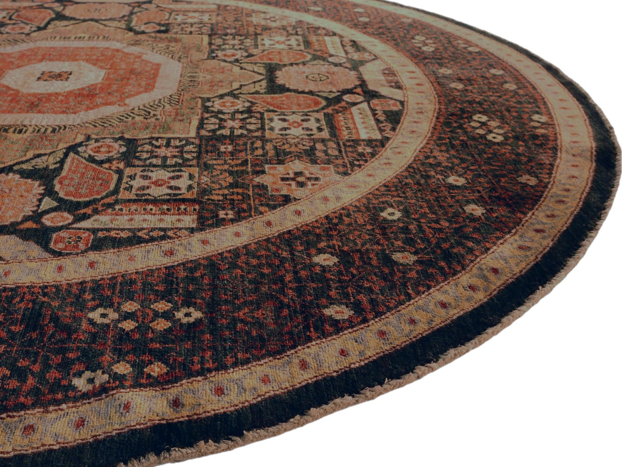 8' x 8' Hand Knotted Mamluk Ziegler Round Rug