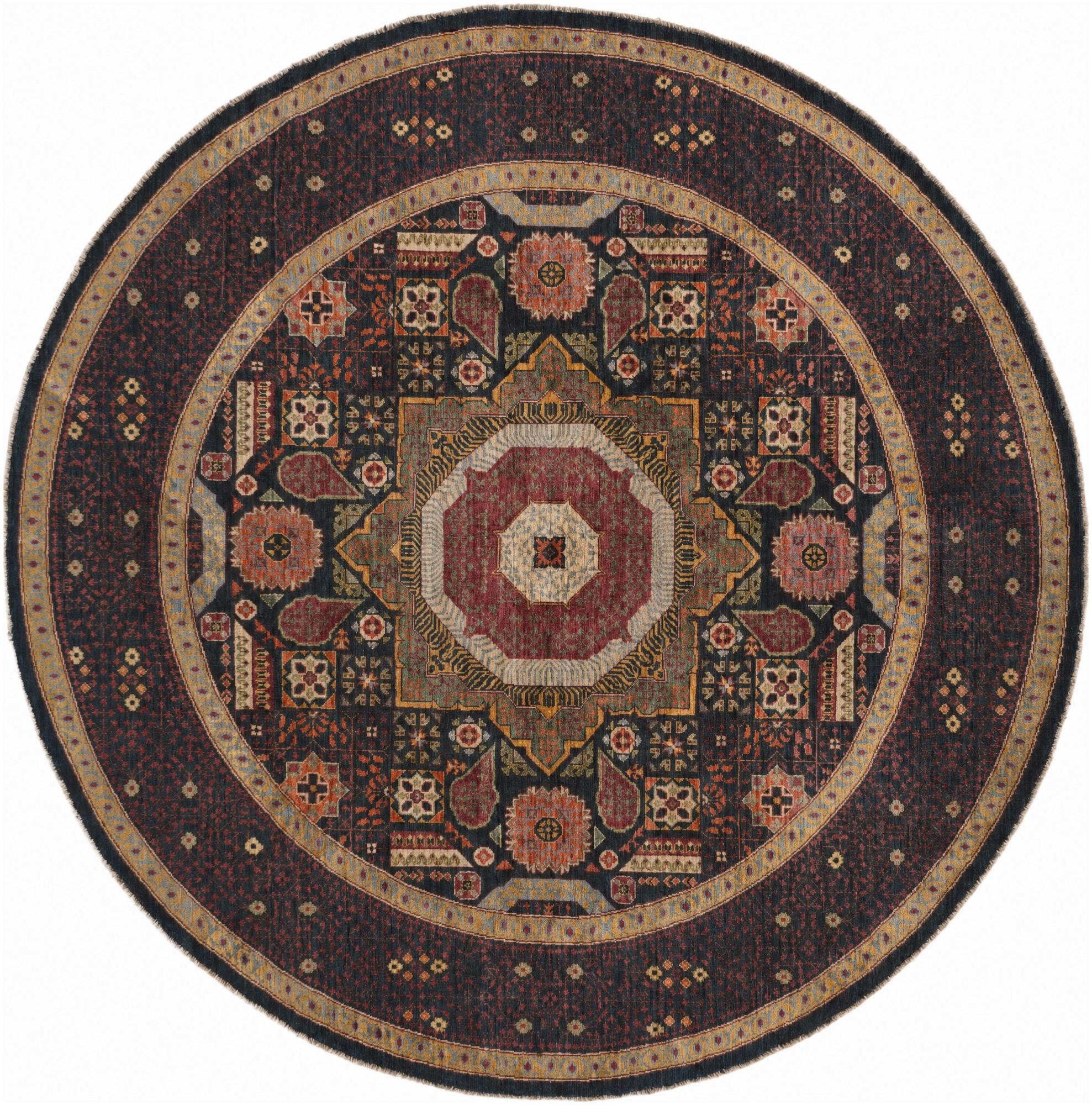 8' x 8' Hand Knotted Mamluk Ziegler Round Rug