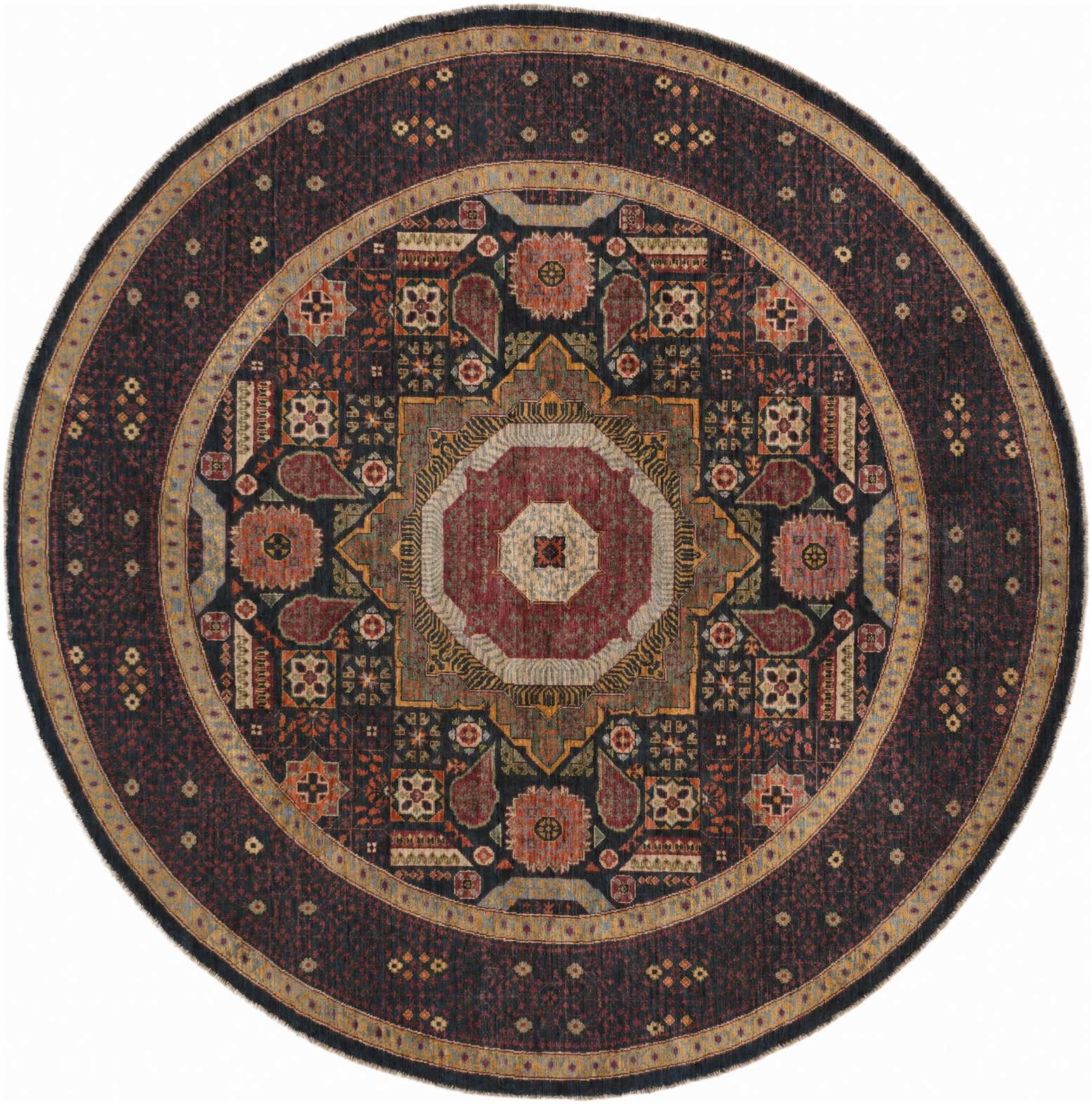 8' x 8' Hand Knotted Mamluk Ziegler Round Rug