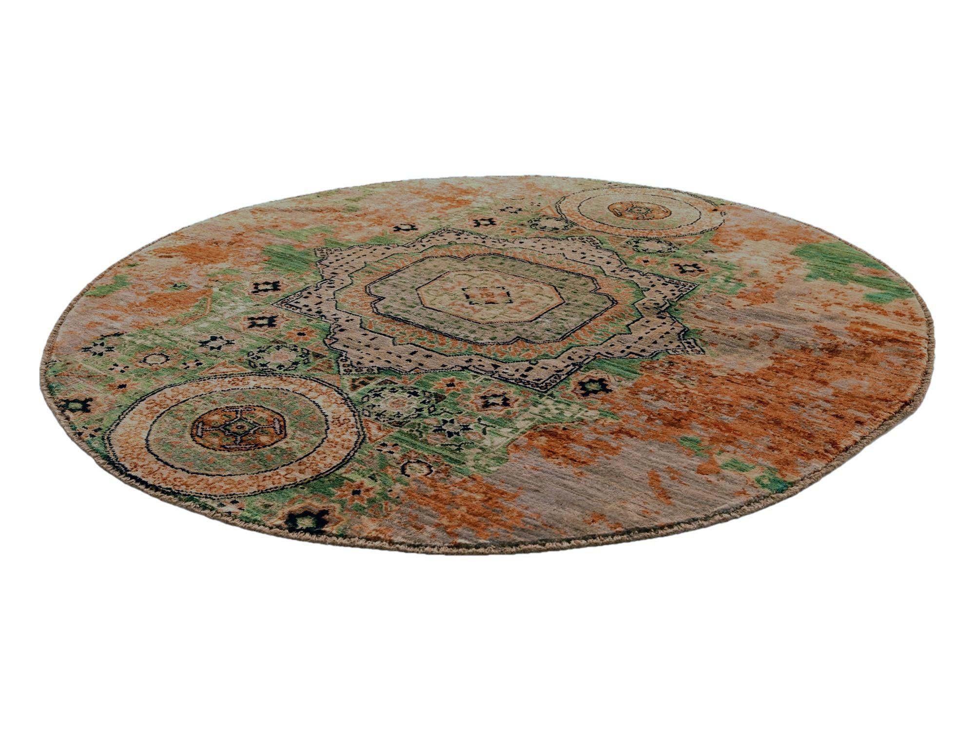 4' 10 x 4' 10 Hand Knotted Mamluk Ziegler Round Rug