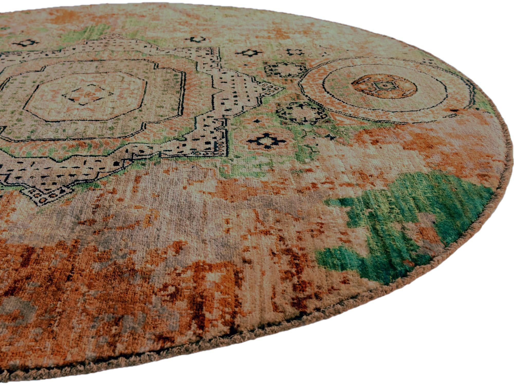 4' 10 x 4' 10 Hand Knotted Mamluk Ziegler Round Rug