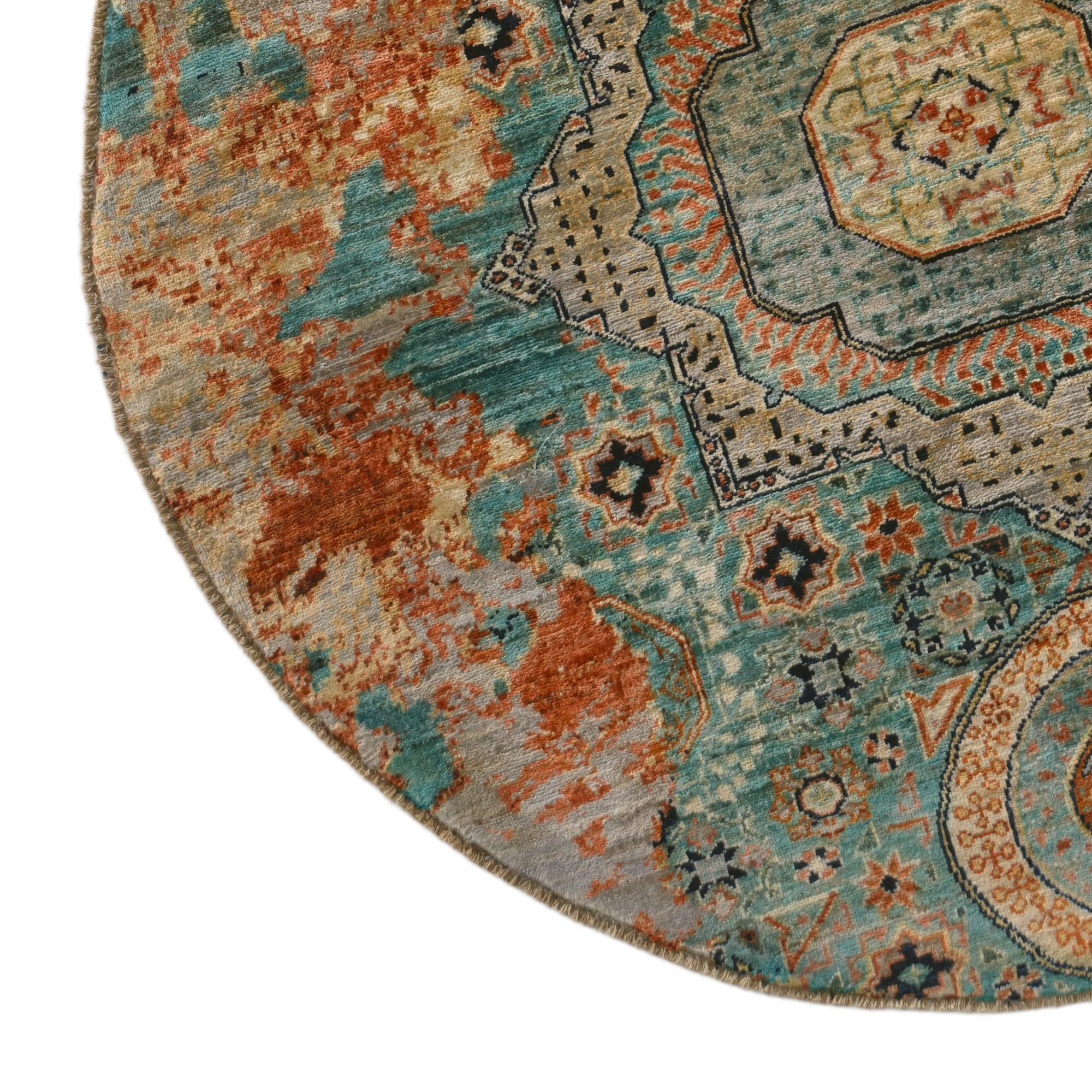 4' 10 x 4' 10 Hand Knotted Mamluk Ziegler Round Rug