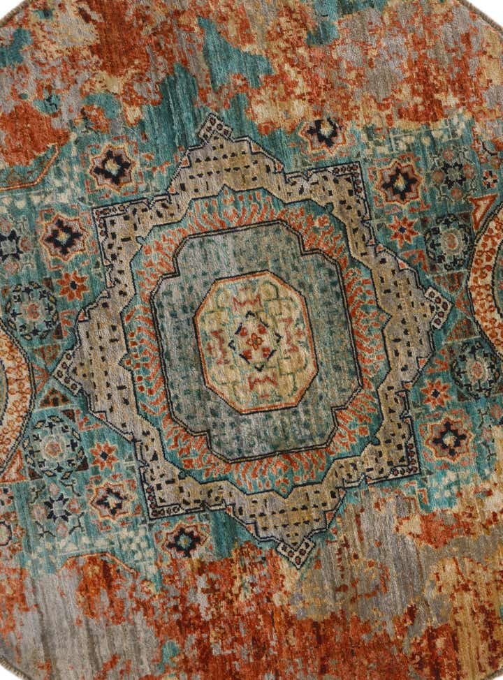 4' 10 x 4' 10 Hand Knotted Mamluk Ziegler Round Rug