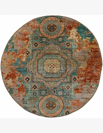 4' 10 x 4' 10 Hand Knotted Mamluk Ziegler Round Rug