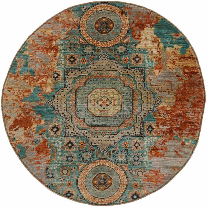 4' 10 x 4' 10 Hand Knotted Mamluk Ziegler Round Rug