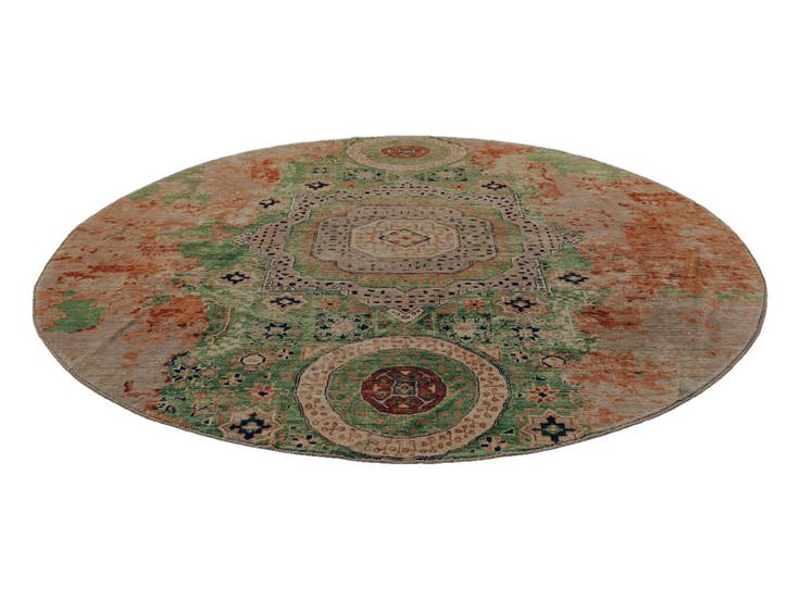 Detail image of 9' 6 x 9' 7 Hand Knotted Mamluk Ziegler Round Rug
