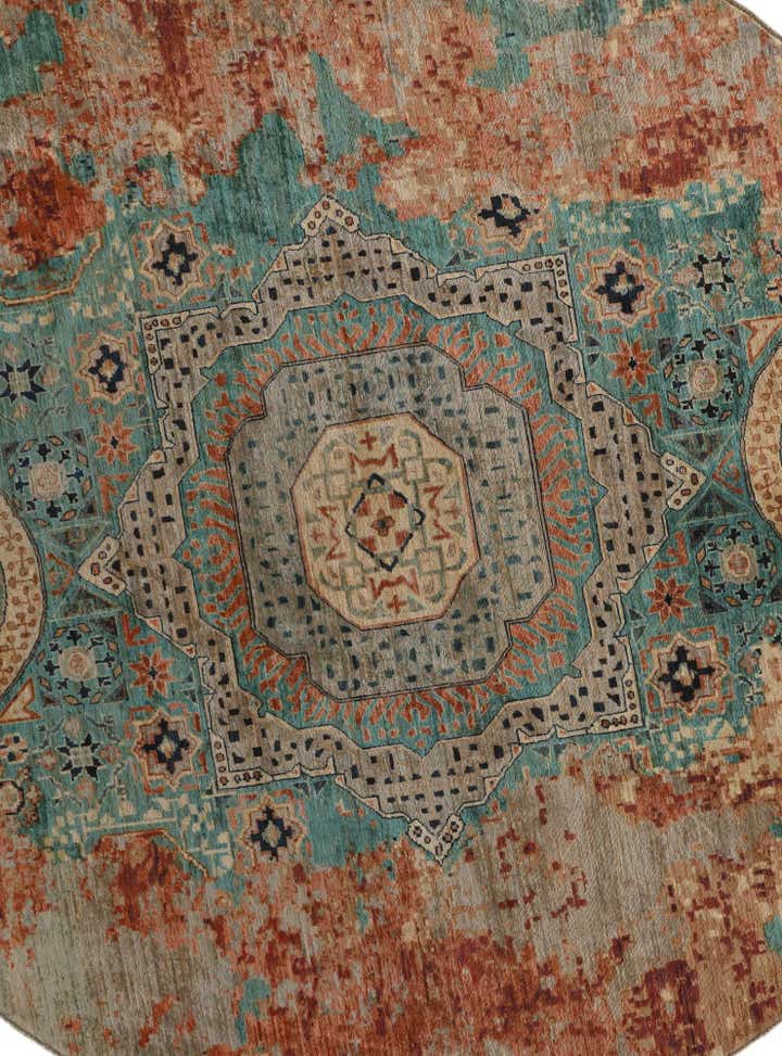 9' 6 x 9' 7 Hand Knotted Mamluk Ziegler Round Rug