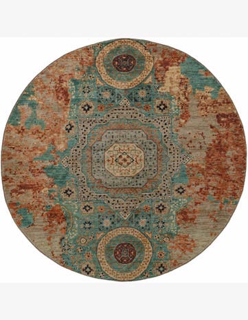 9' 6 x 9' 7 Hand Knotted Mamluk Ziegler Round Rug