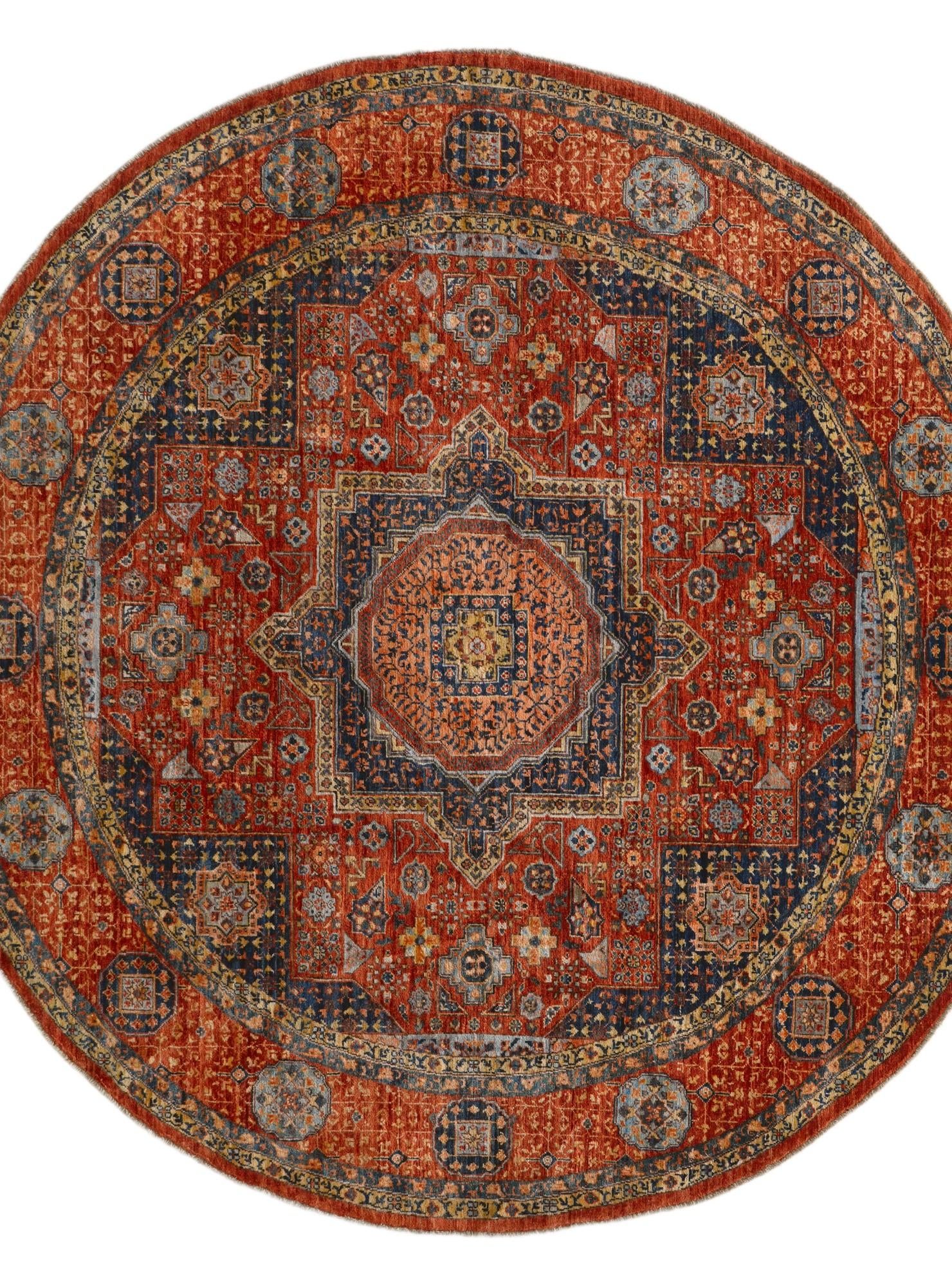 8' x 8' 2 Hand Knotted Mamluk Ziegler Round Rug