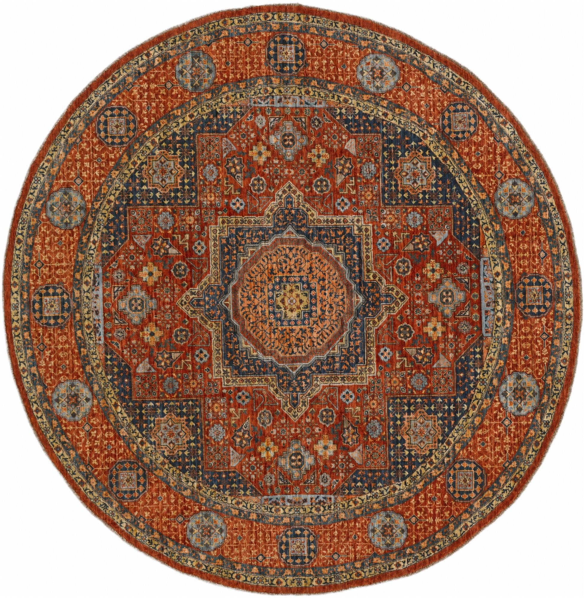 8' x 8' 2 Hand Knotted Mamluk Ziegler Round Rug