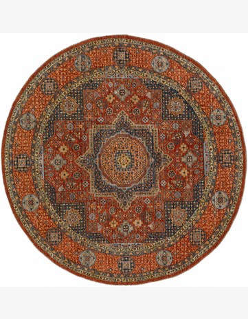 8' x 8' 2 Hand Knotted Mamluk Ziegler Round Rug