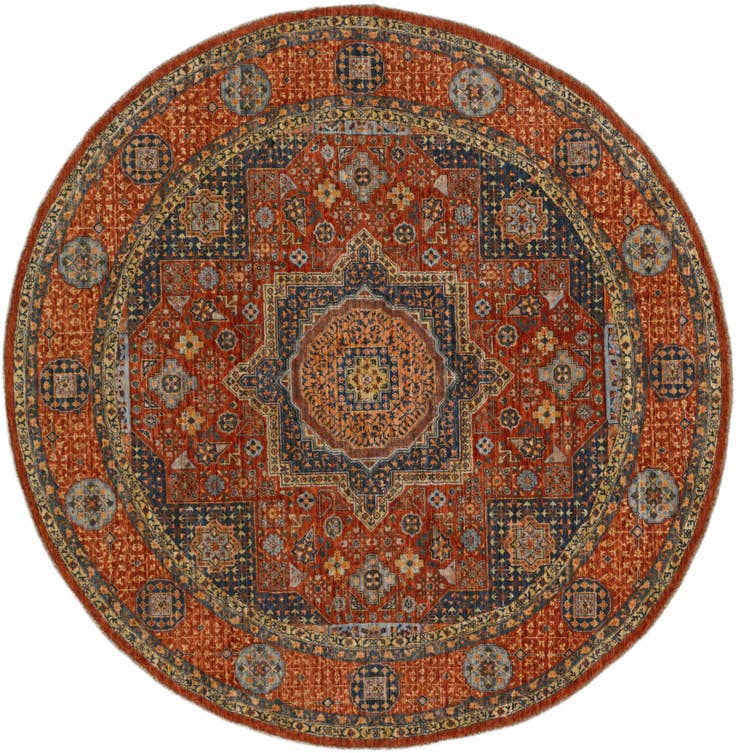 Detail image of 8' x 8' 2 Hand Knotted Mamluk Ziegler Round Rug