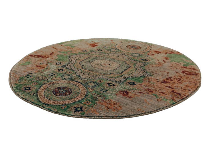 Detail image of 4' 9 x 4' 11 Hand Knotted Mamluk Ziegler Round Rug