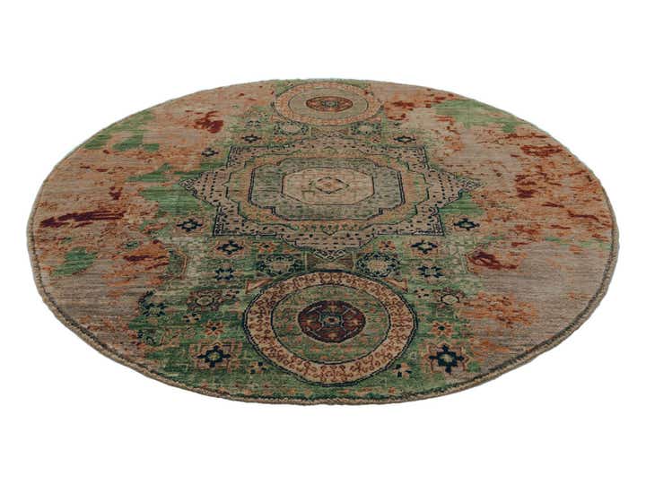 4' 9 x 4' 11 Hand Knotted Mamluk Ziegler Round Rug