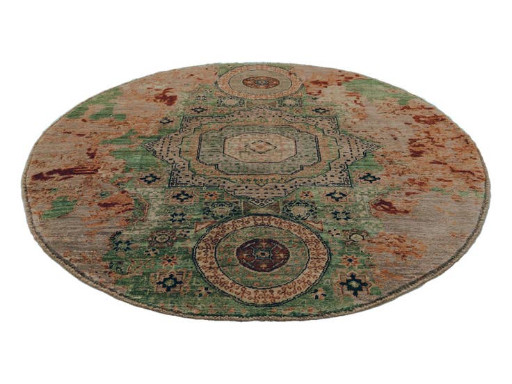 Detail image of 4' 9 x 4' 11 Hand Knotted Mamluk Ziegler Round Rug