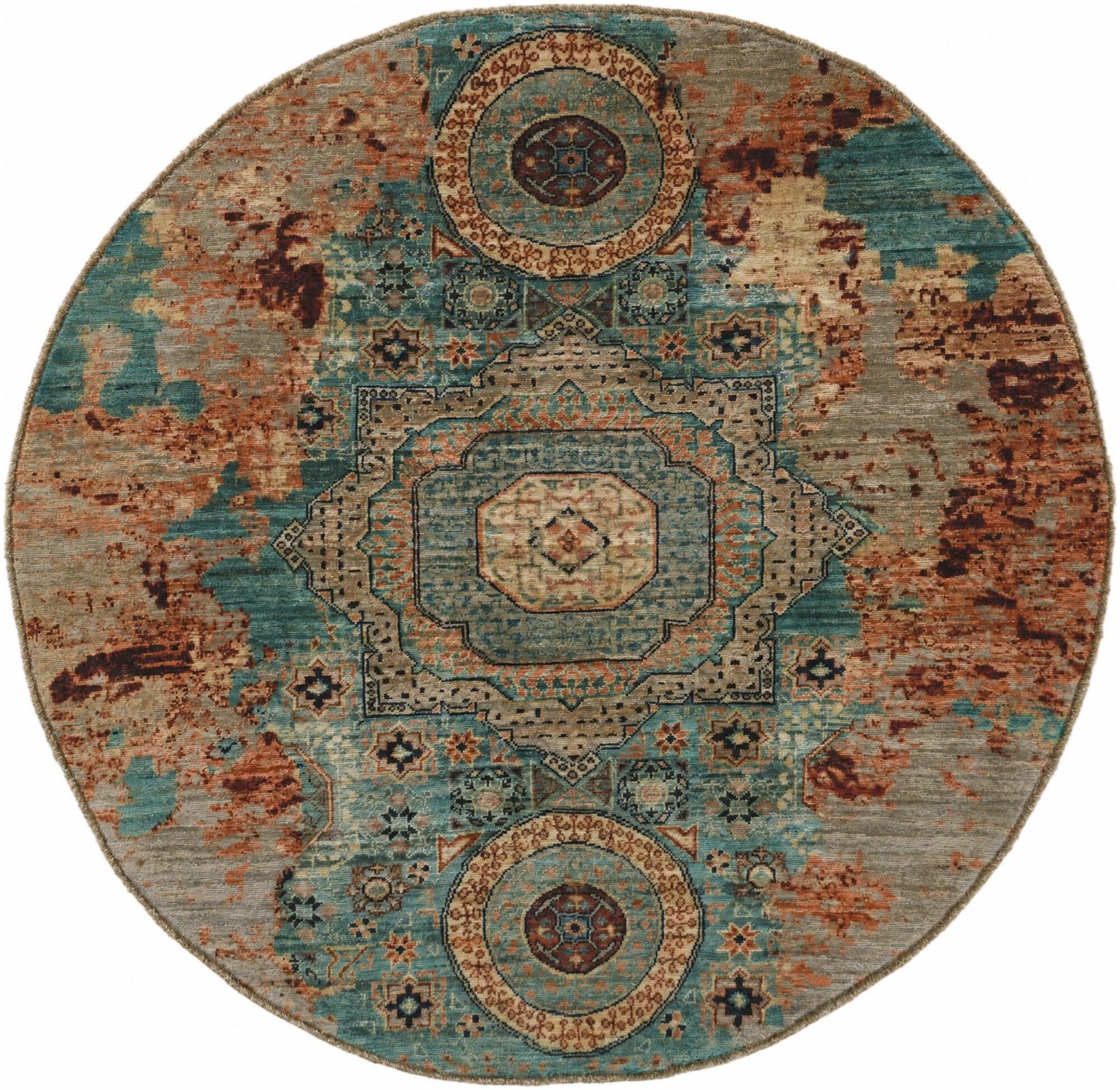 4' 9 x 4' 11 Hand Knotted Mamluk Ziegler Round Rug