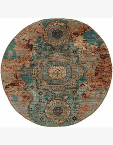 4' 9 x 4' 11 Hand Knotted Mamluk Ziegler Round Rug