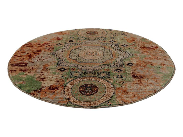 Detail image of 6' 6 x 6' 6 Hand Knotted Mamluk Ziegler Round Rug