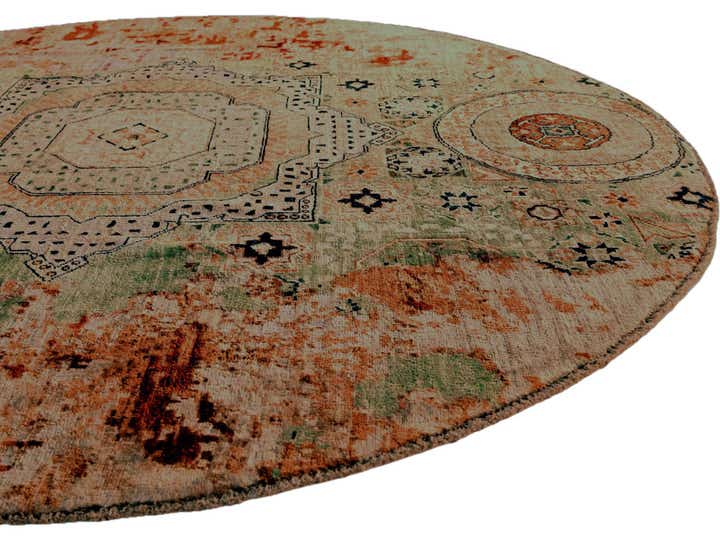 6' 6 x 6' 6 Hand Knotted Mamluk Ziegler Round Rug