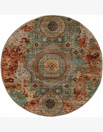 6' 6 x 6' 6 Hand Knotted Mamluk Ziegler Round Rug
