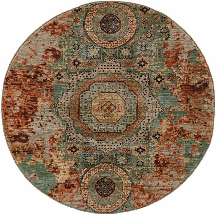 6' 6 x 6' 6 Hand Knotted Mamluk Ziegler Round Rug