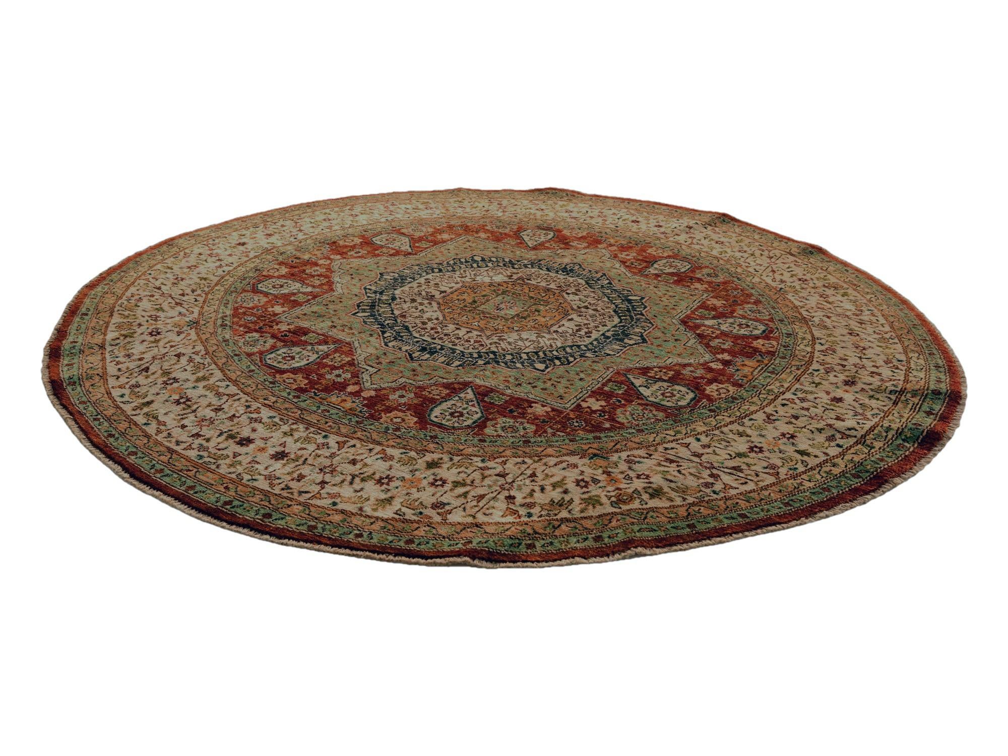 6' 3 x 6' 6 Hand Knotted Mamluk Ziegler Round Rug