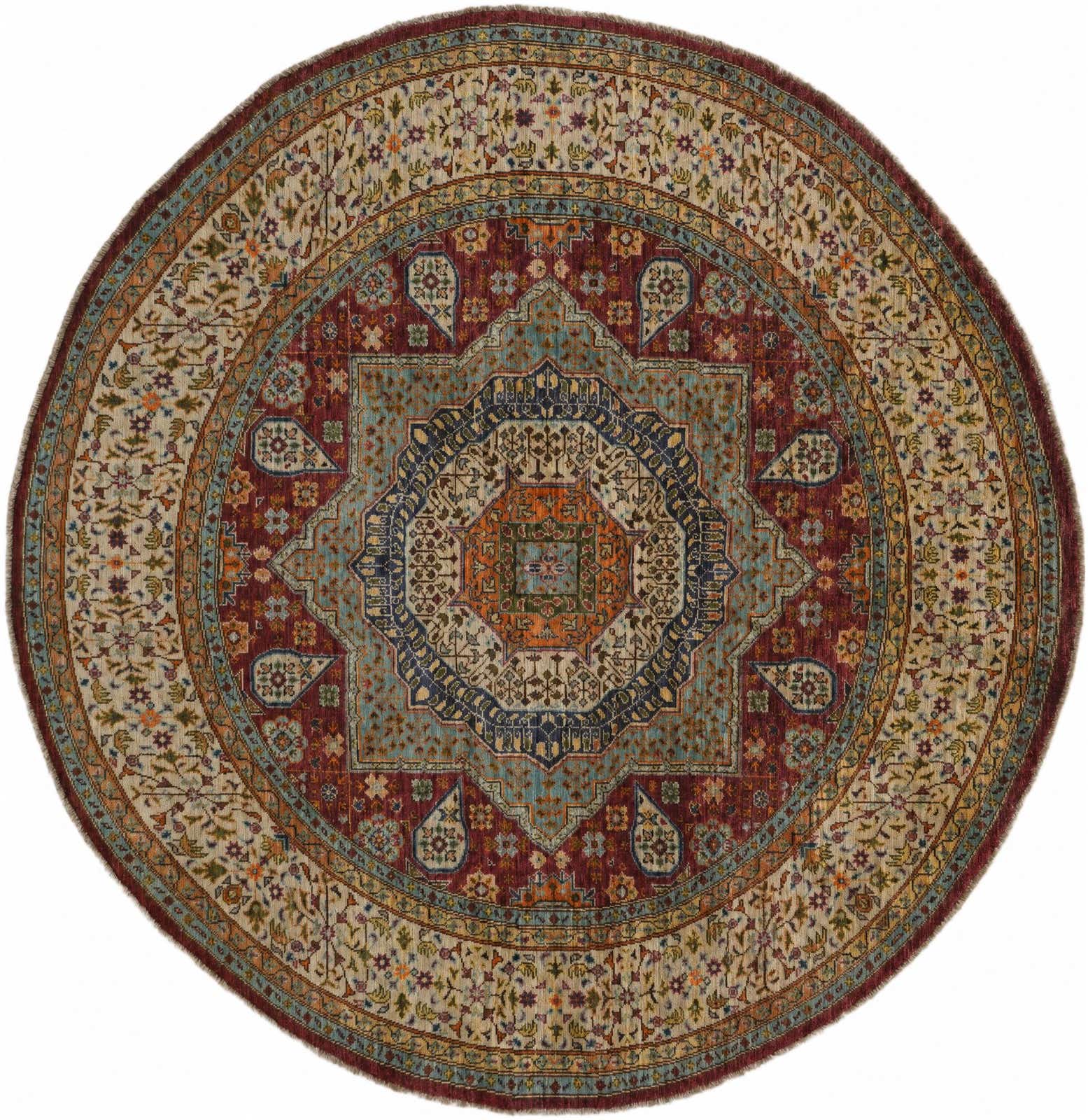 6' 3 x 6' 6 Hand Knotted Mamluk Ziegler Round Rug