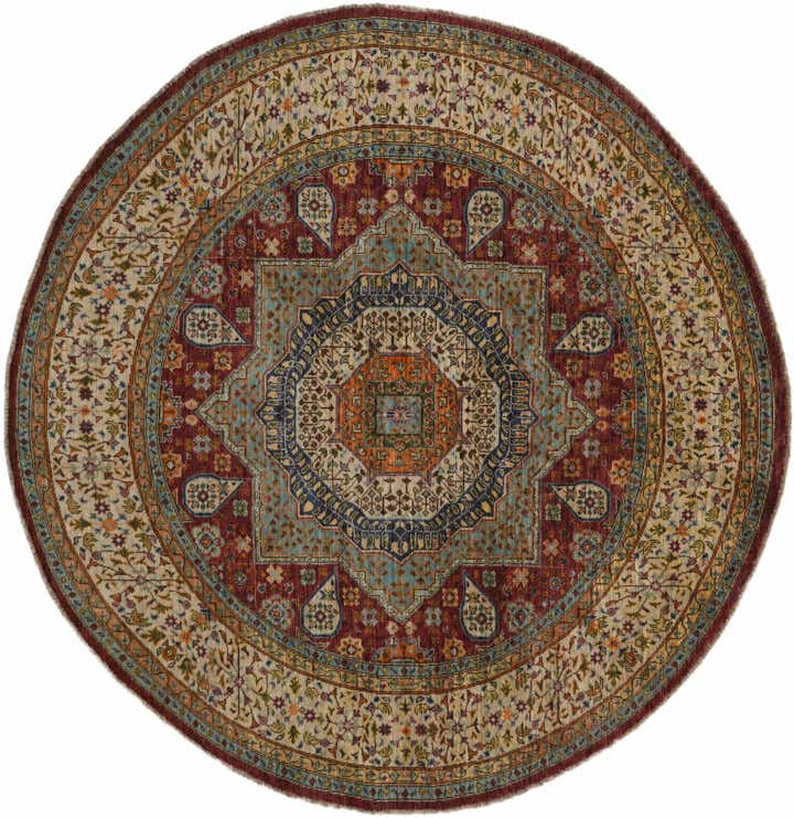 6' 3 x 6' 6 Hand Knotted Mamluk Ziegler Round Rug