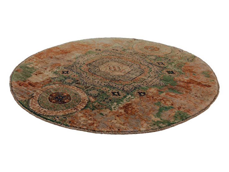 Detail image of 4' 11 x 4' 11 Hand Knotted Mamluk Ziegler Round Rug