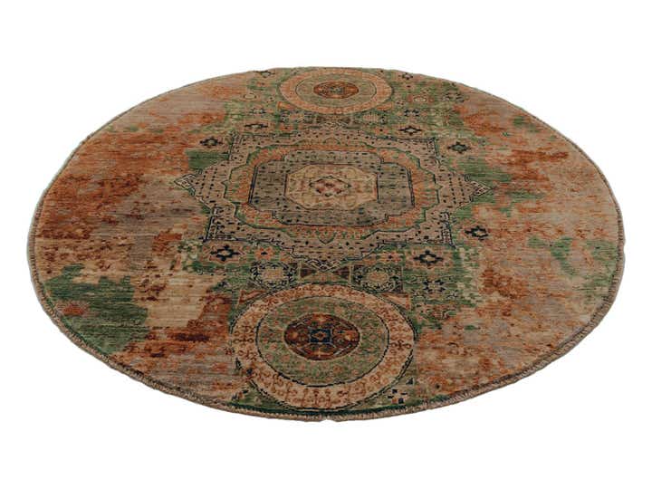 4' 11 x 4' 11 Hand Knotted Mamluk Ziegler Round Rug