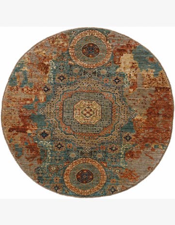 4' 11 x 4' 11 Hand Knotted Mamluk Ziegler Round Rug