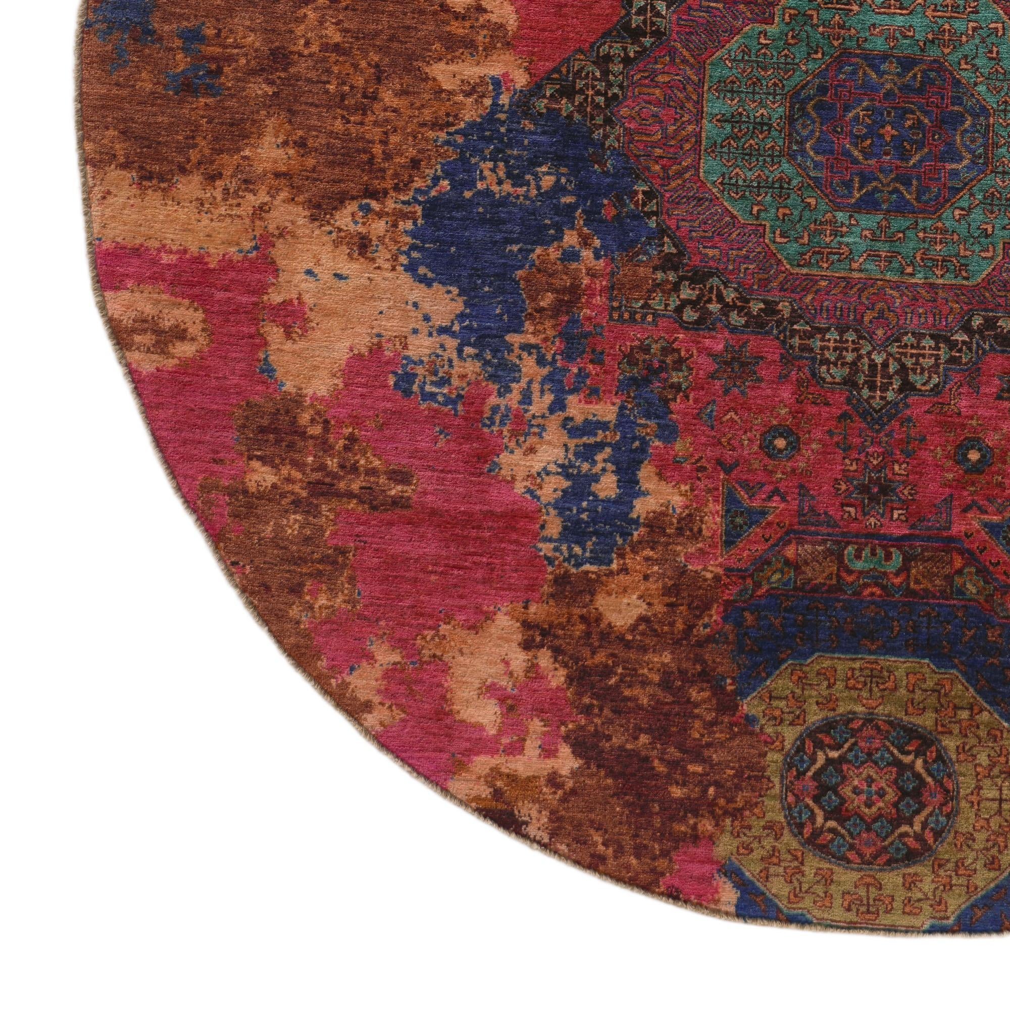 7' 6 x 7' 6 Hand Knotted Mamluk Ziegler Round Rug