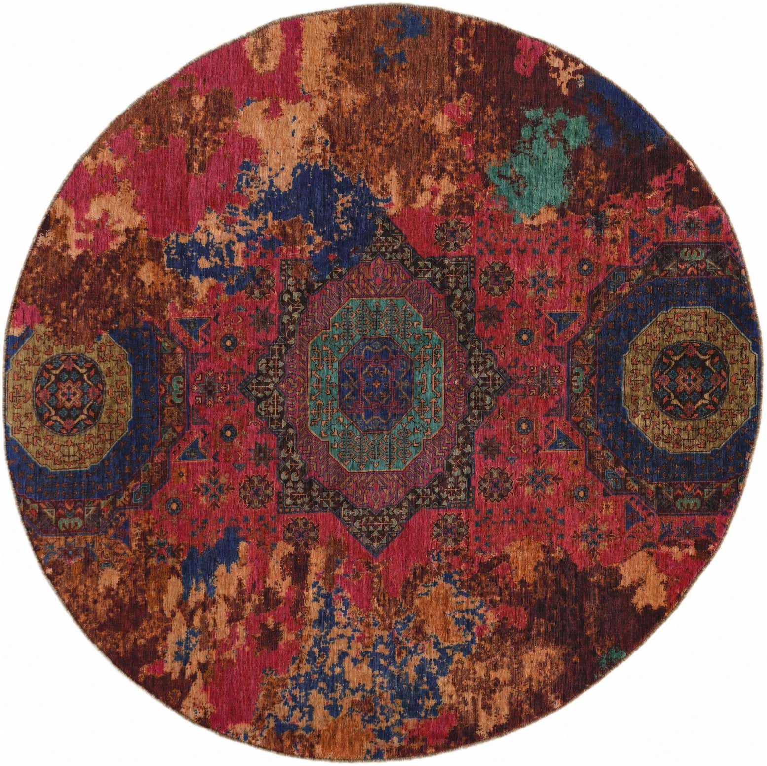 7' 6 x 7' 6 Hand Knotted Mamluk Ziegler Round Rug